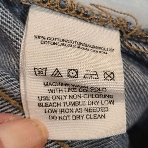 Free People Rolled Hem Button Fly Denim Shorts, Distressed, frayed Hemline | 29 - Picture 8 of 10